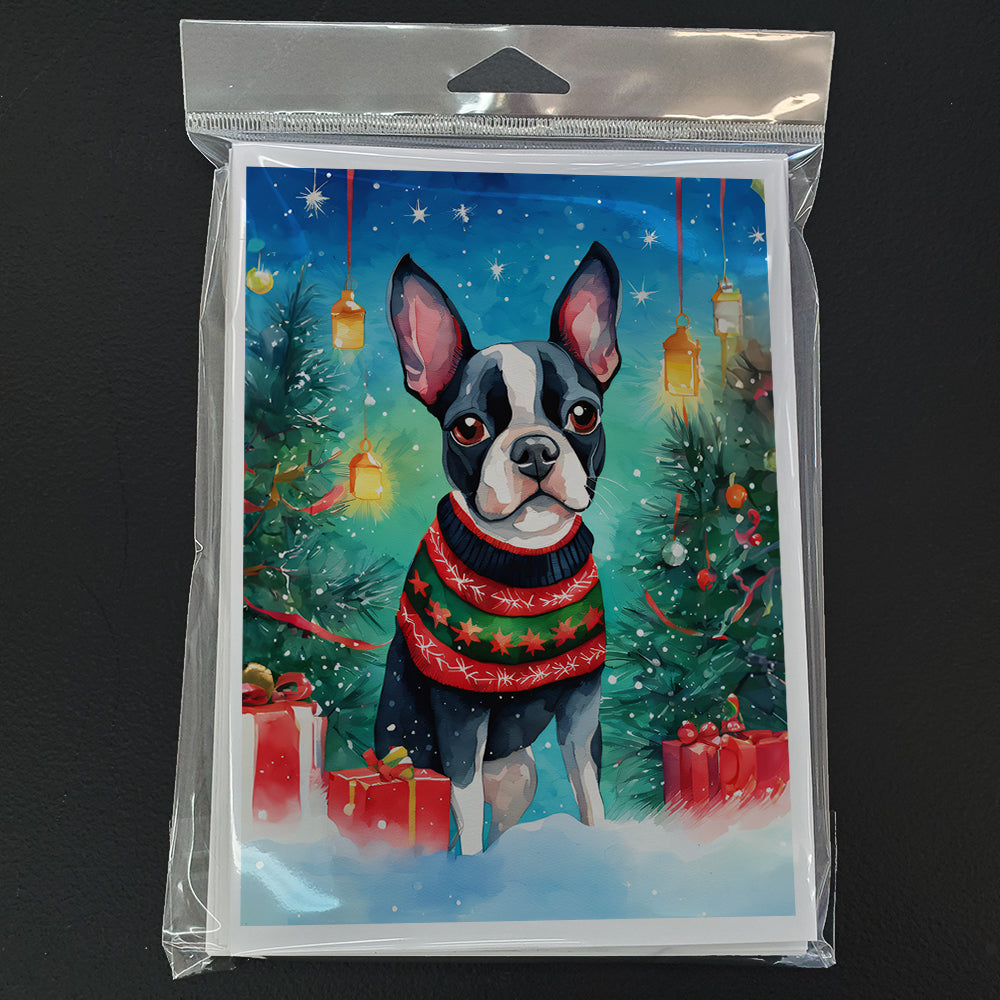 Boston Terrier Christmas Greeting Cards Pack of 8