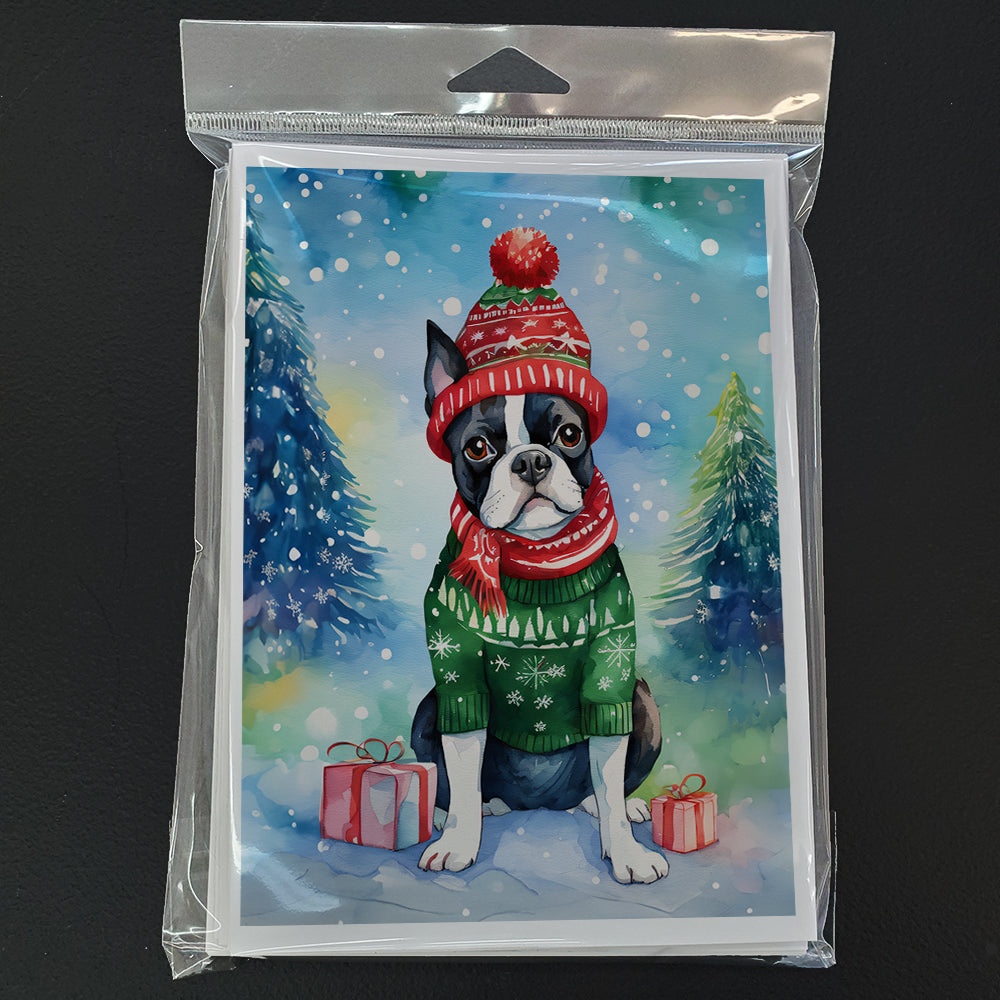 Boston Terrier Christmas Greeting Cards Pack of 8