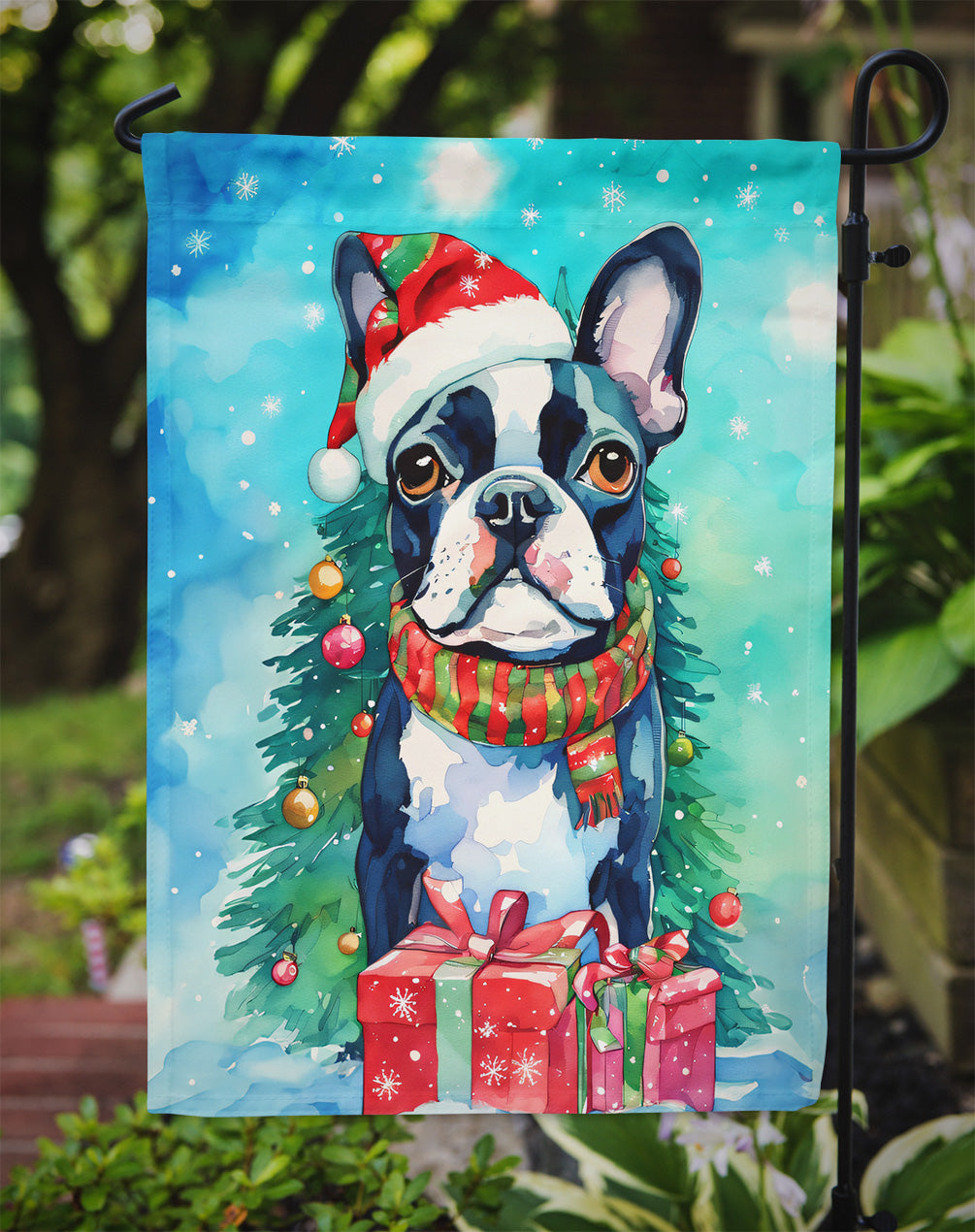 Boston Terrier Christmas Garden Flag