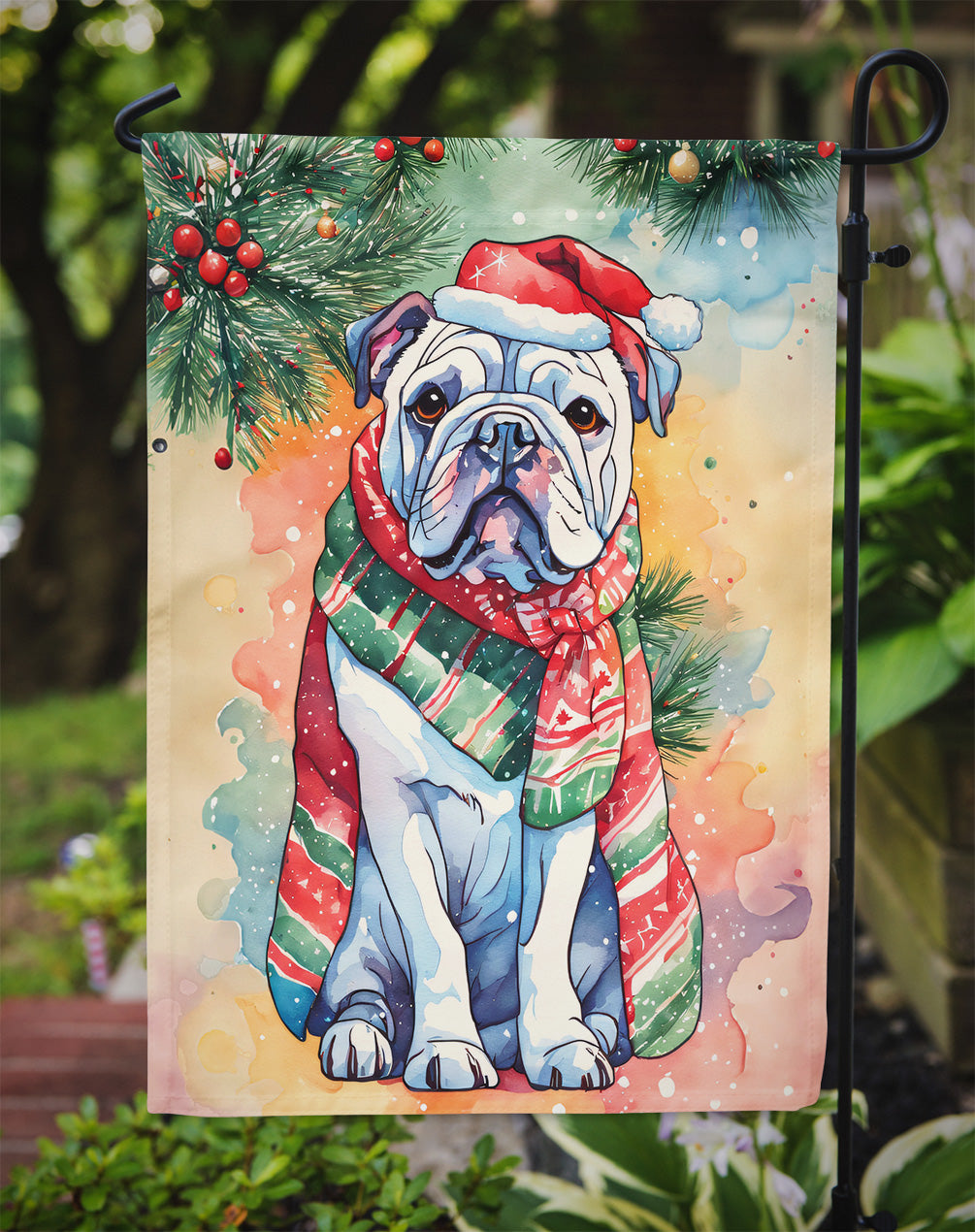 English Bulldog Christmas Garden Flag