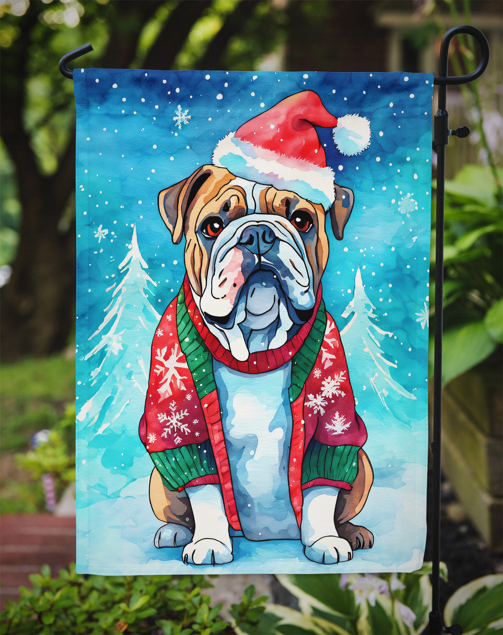English Bulldog Christmas Garden Flag