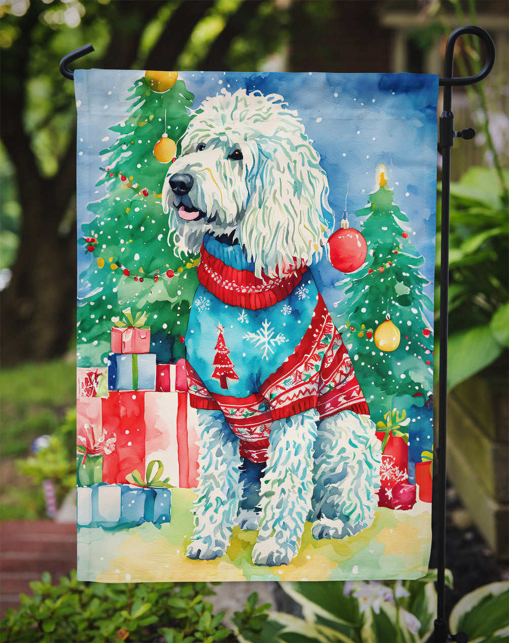 Komondor Christmas Garden Flag