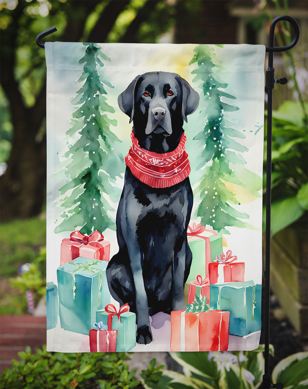Black Labrador Retriever Christmas Garden Flag