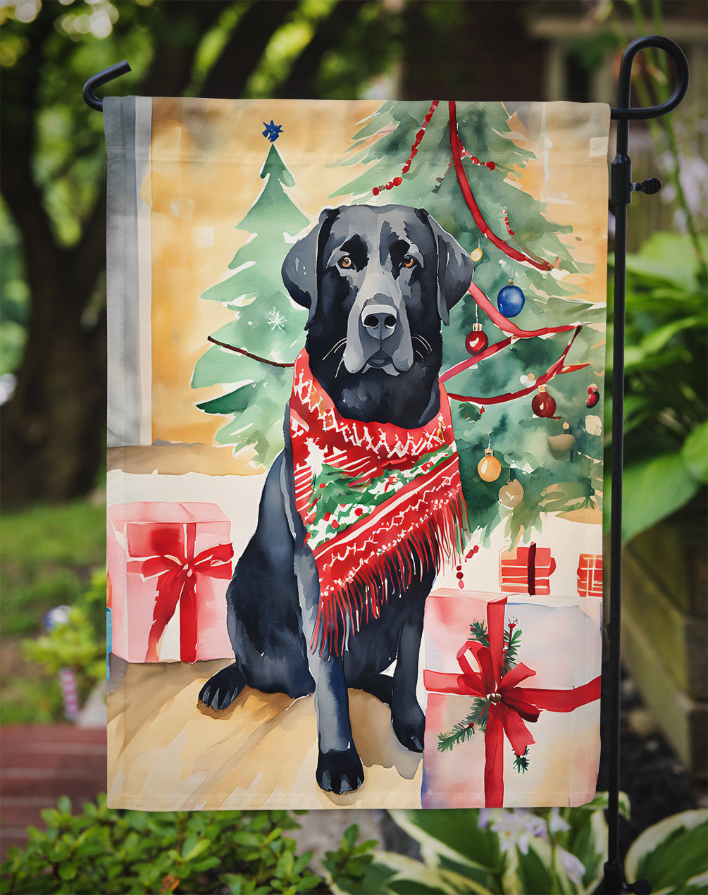 Black Labrador Retriever Christmas Garden Flag