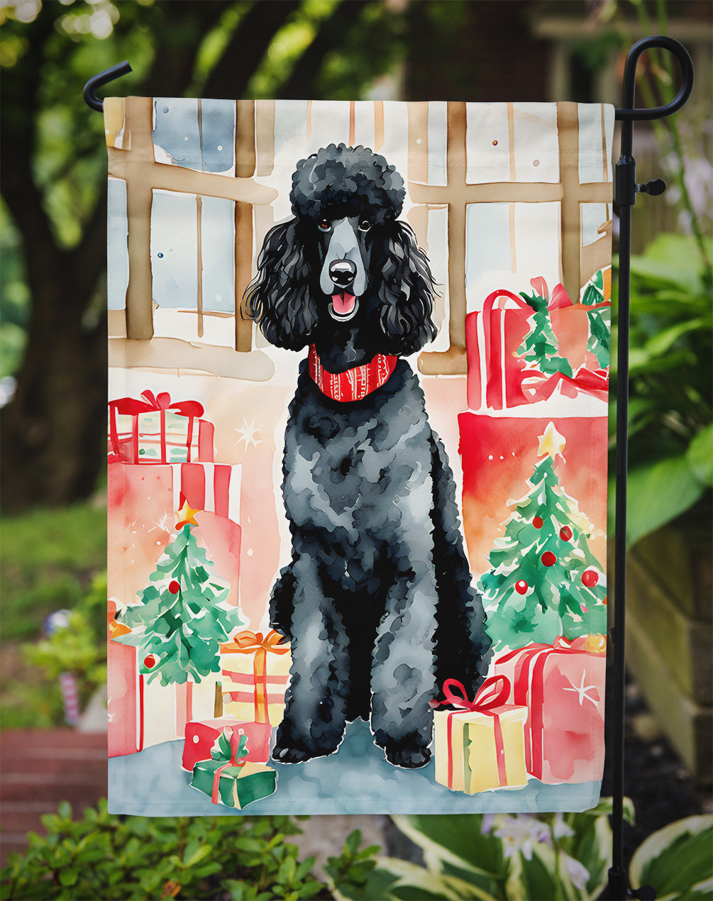 Poodle Christmas Garden Flag