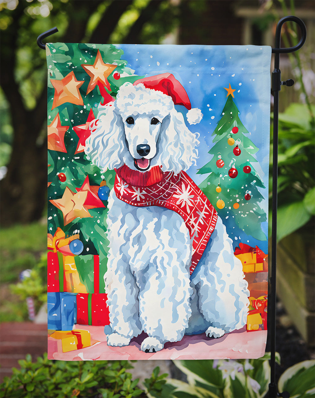 Poodle Christmas Garden Flag