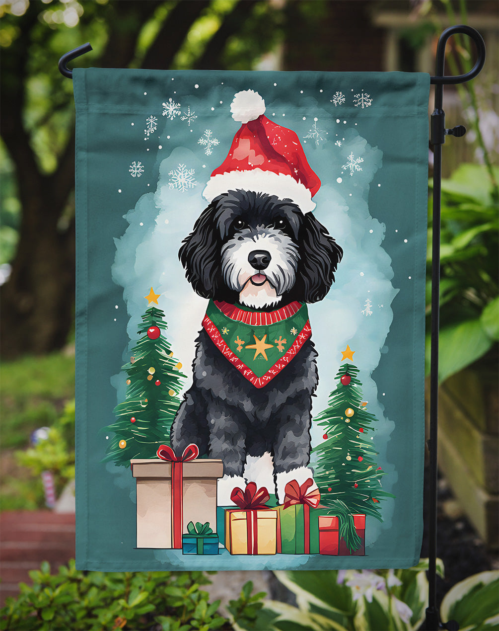 Portuguese Water Dog Christmas Garden Flag