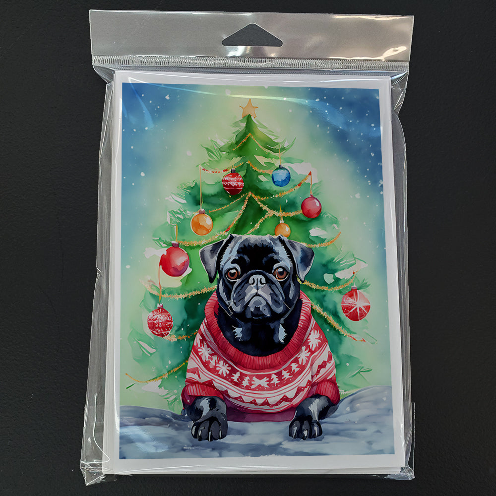Pug Christmas Greeting Cards Pack of 8
