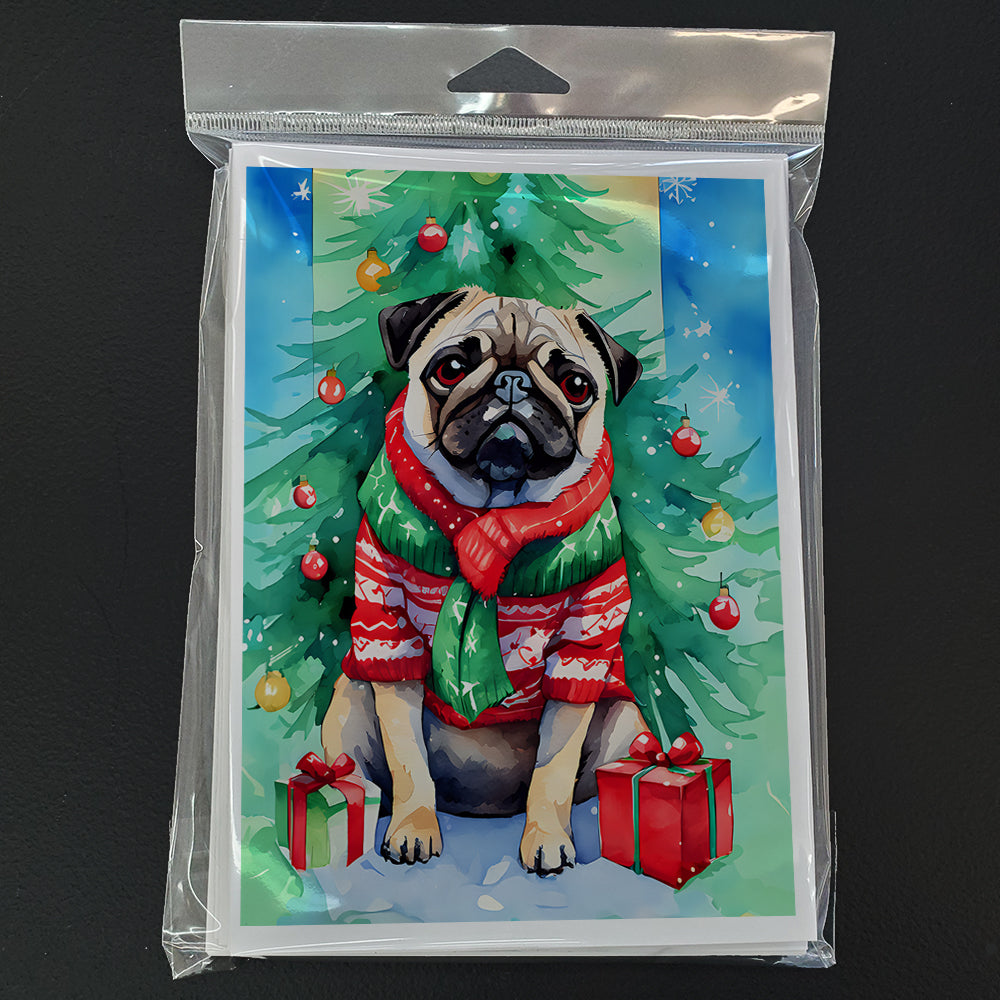 Pug Christmas Greeting Cards Pack of 8