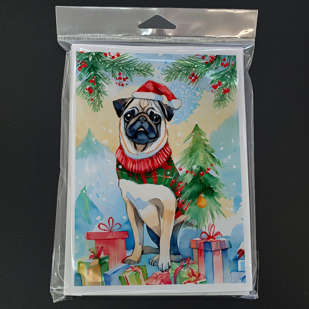 Pug Christmas Greeting Cards Pack of 8