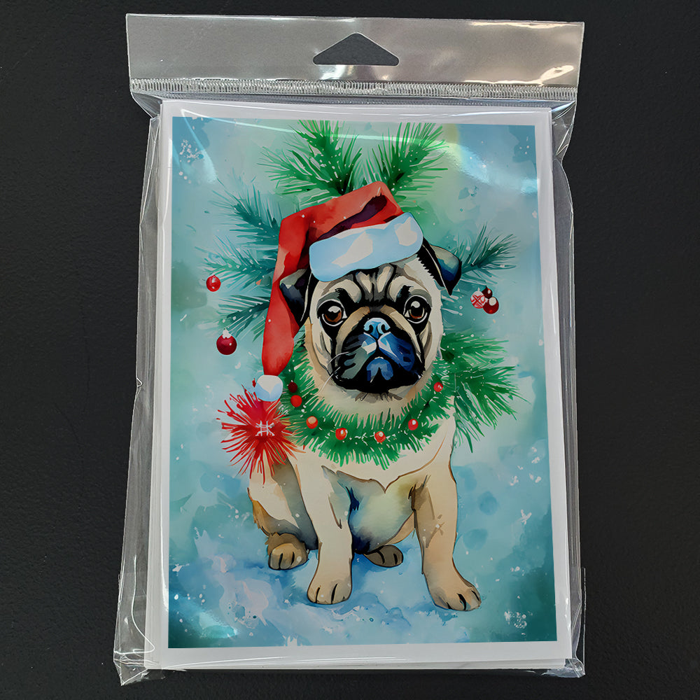 Pug Christmas Greeting Cards Pack of 8