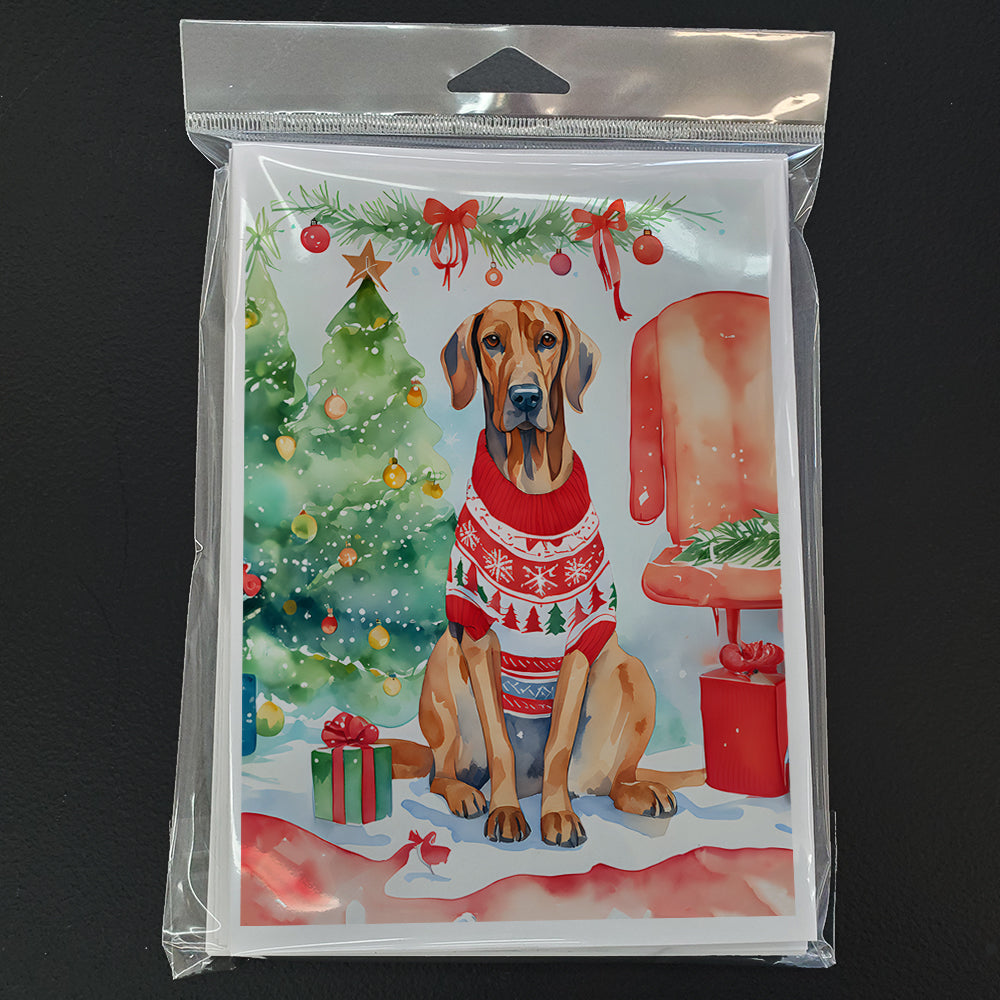 Redbone Coonhound Christmas Greeting Cards Pack of 8
