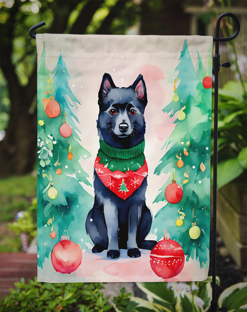 Schipperke Christmas Garden Flag