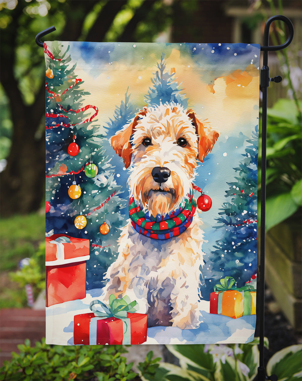 Wire Fox Terrier Christmas Garden Flag