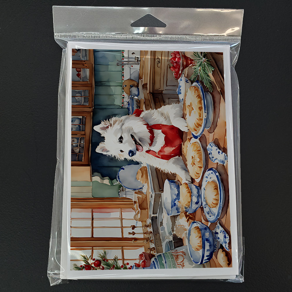 American Eskimo Christmas Cookies Greeting Cards Pack of 8