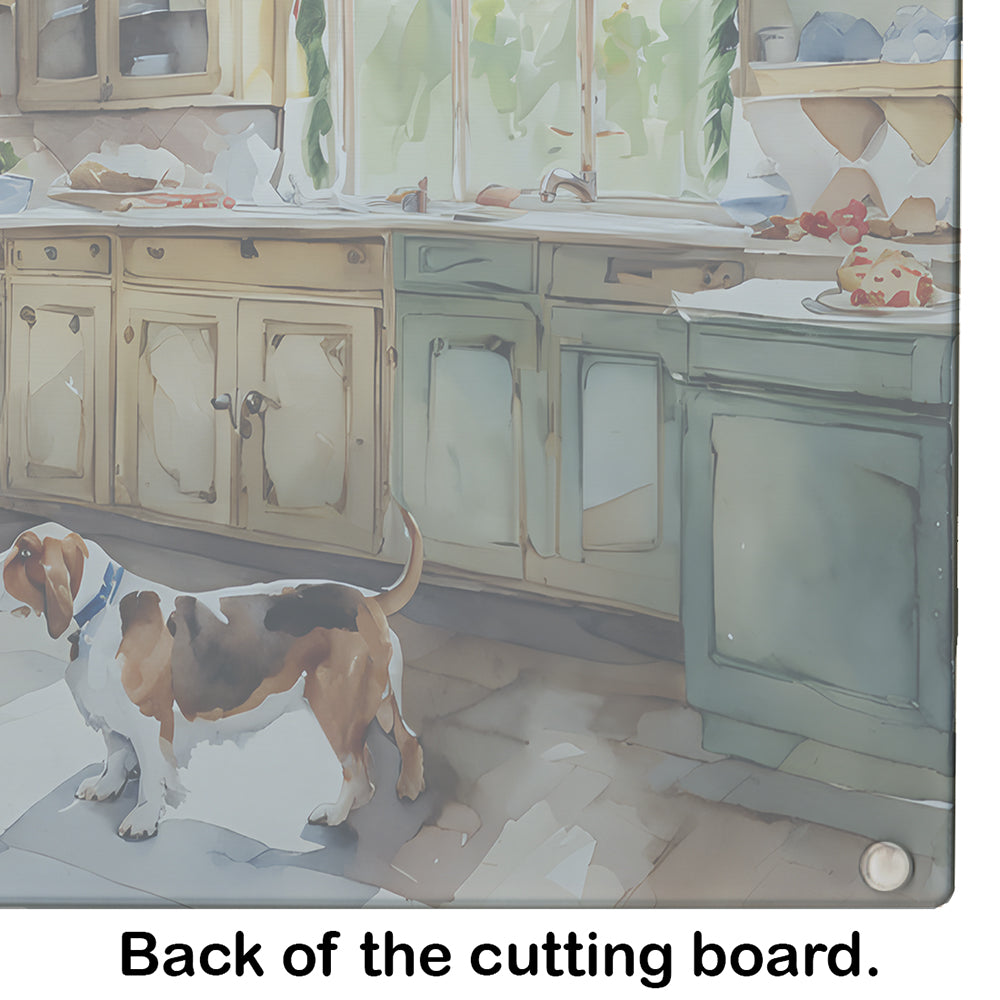 Basset Hound Christmas Cookies Glass Cutting Board