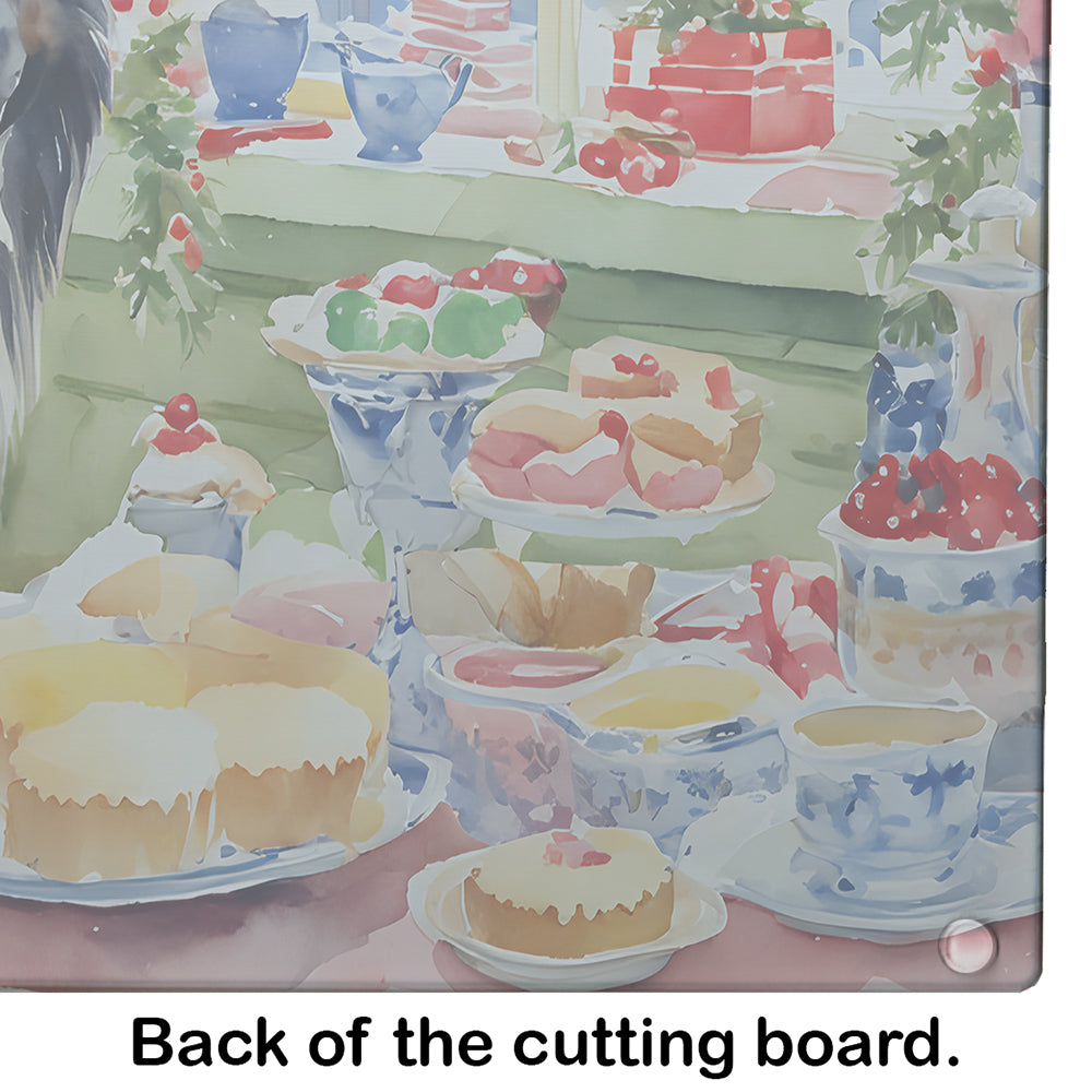 Belgian Sheepdog Christmas Cookies Glass Cutting Board