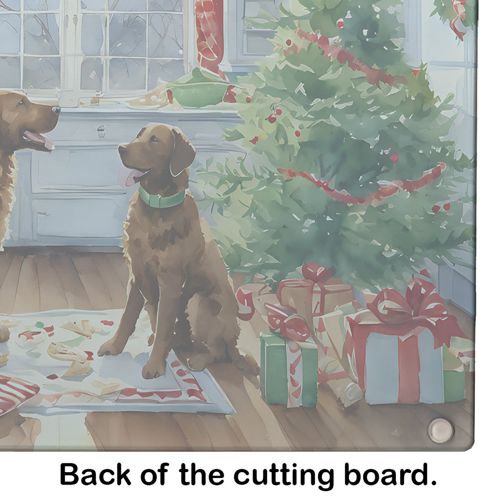 Chesapeake Bay Retriever Christmas Cookies Glass Cutting Board