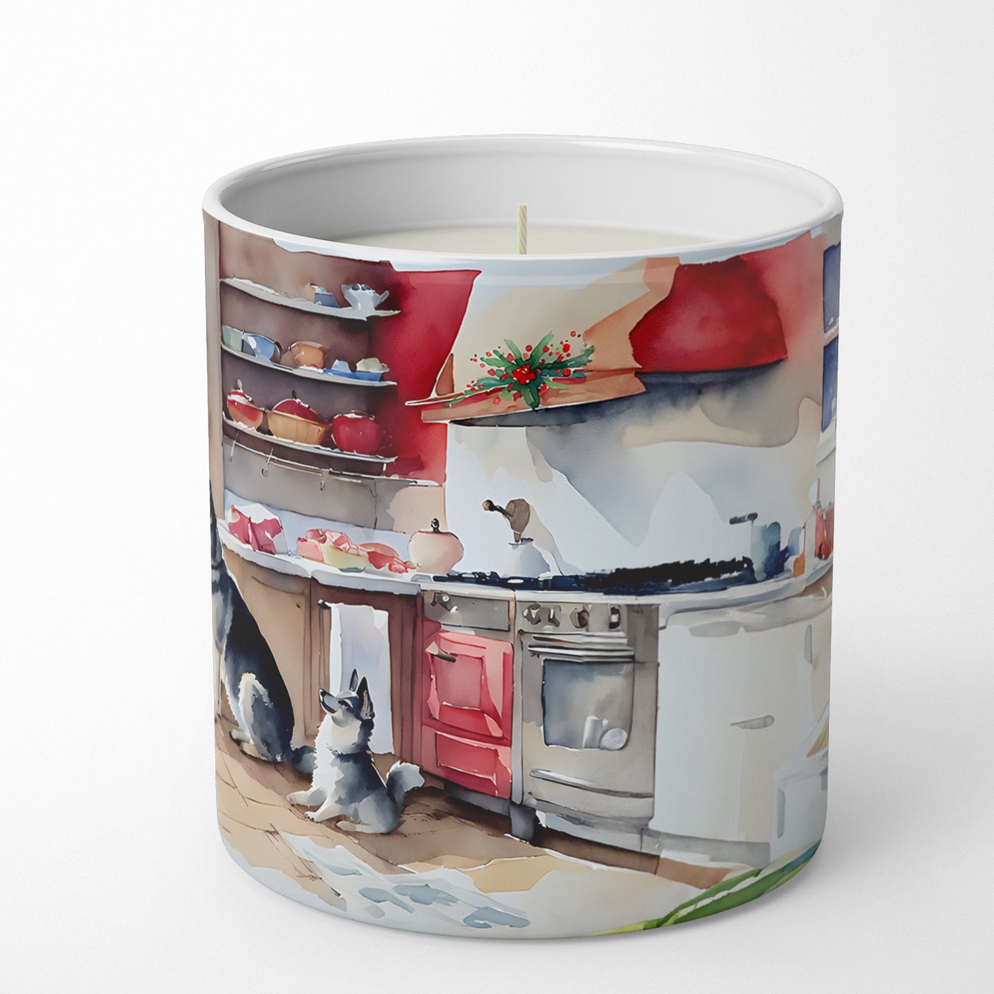 Norwegian Elkhound Christmas Cookies Decorative Soy Candle