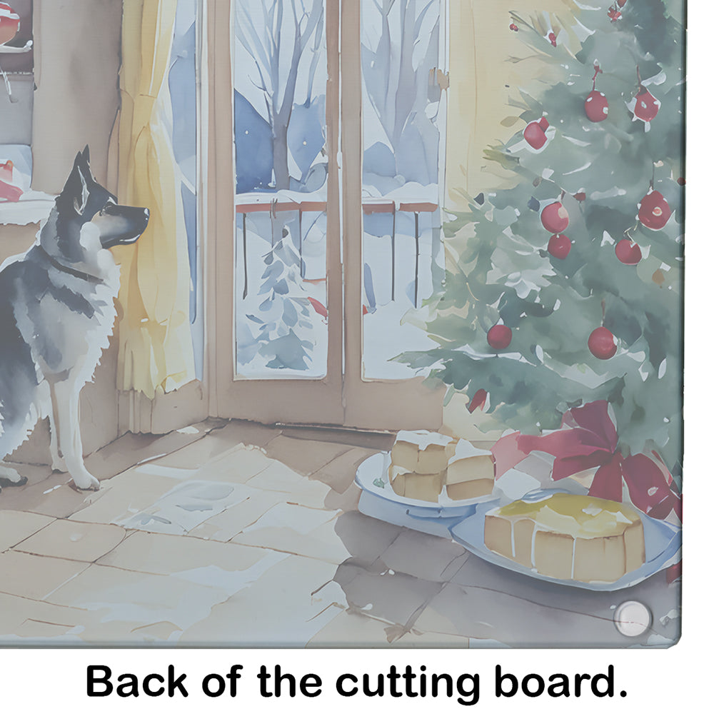 Norwegian Elkhound Christmas Cookies Glass Cutting Board