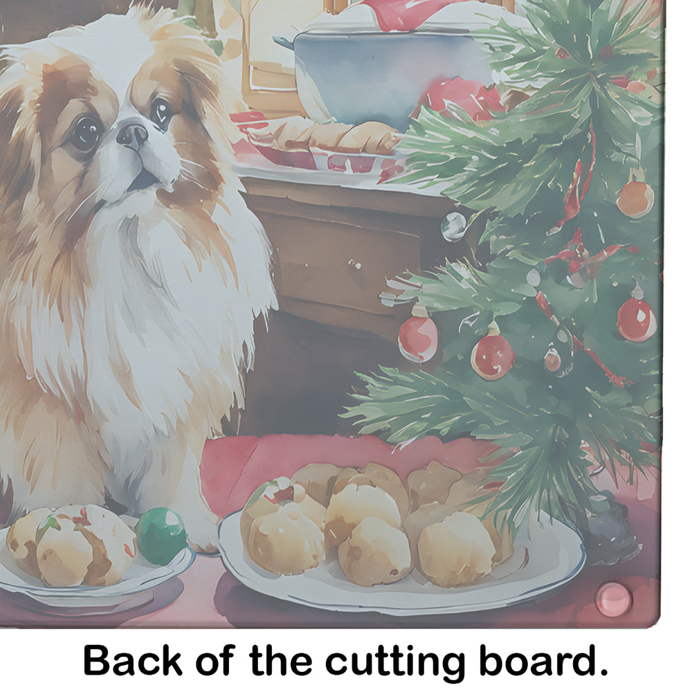Pekingese Christmas Cookies Glass Cutting Board