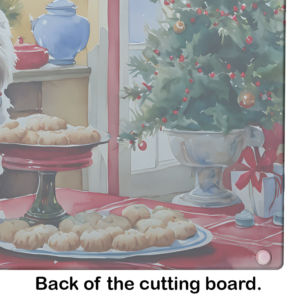Westie Christmas Cookies Glass Cutting Board