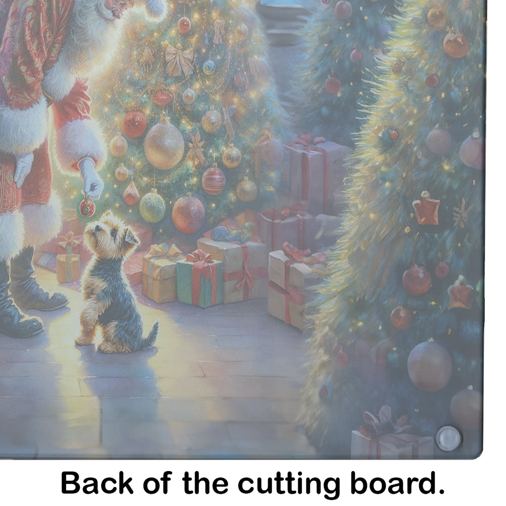 Australian Terrier and Santa Claus Glass Cutting Board
