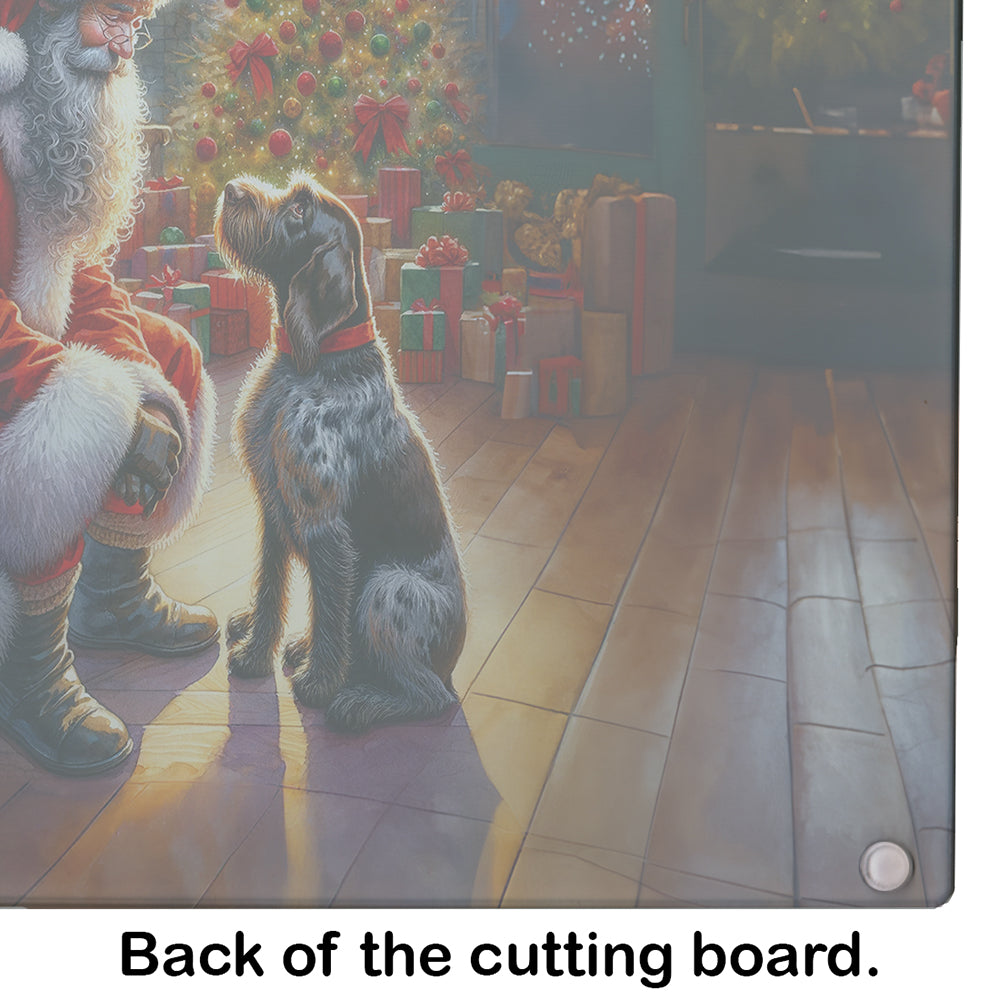 German Wirehaired Pointer and Santa Claus Glass Cutting Board