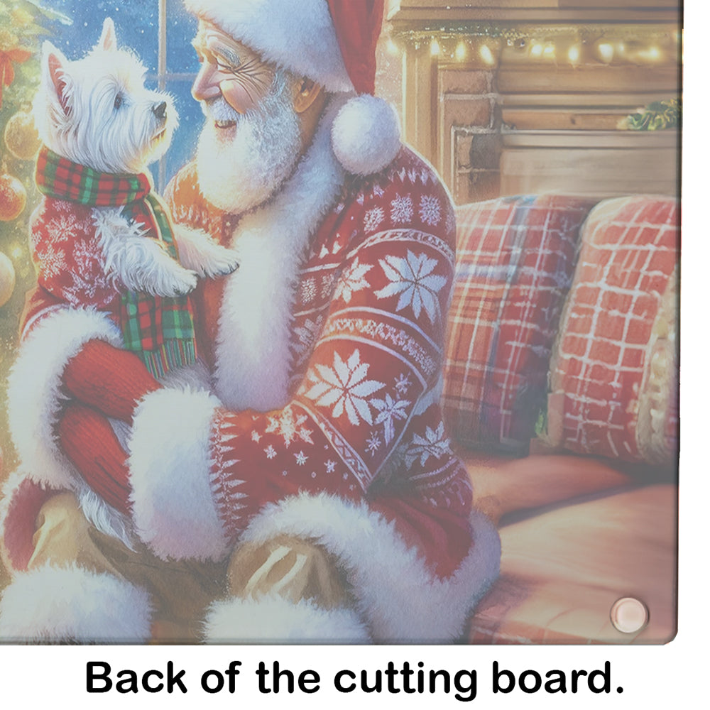 Westie and Santa Claus Glass Cutting Board