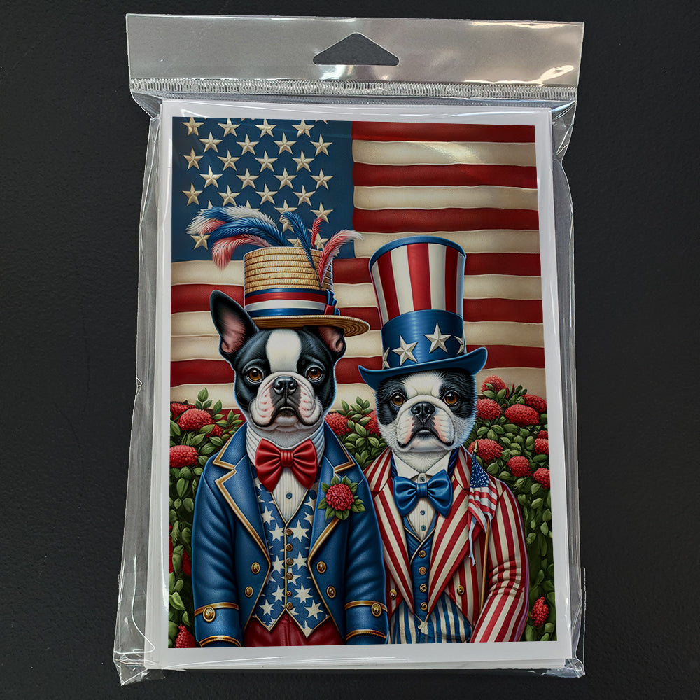 All American Boston Terrier Greeting Cards Pack of 8