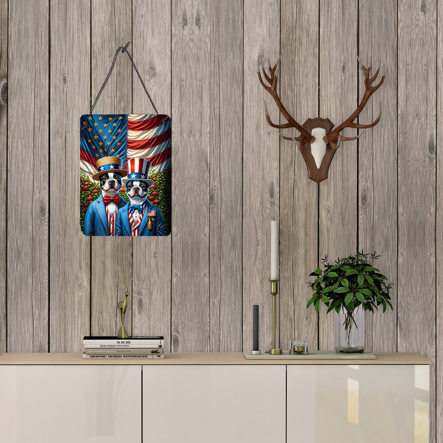 All American Boston Terrier Wall or Door Hanging Prints