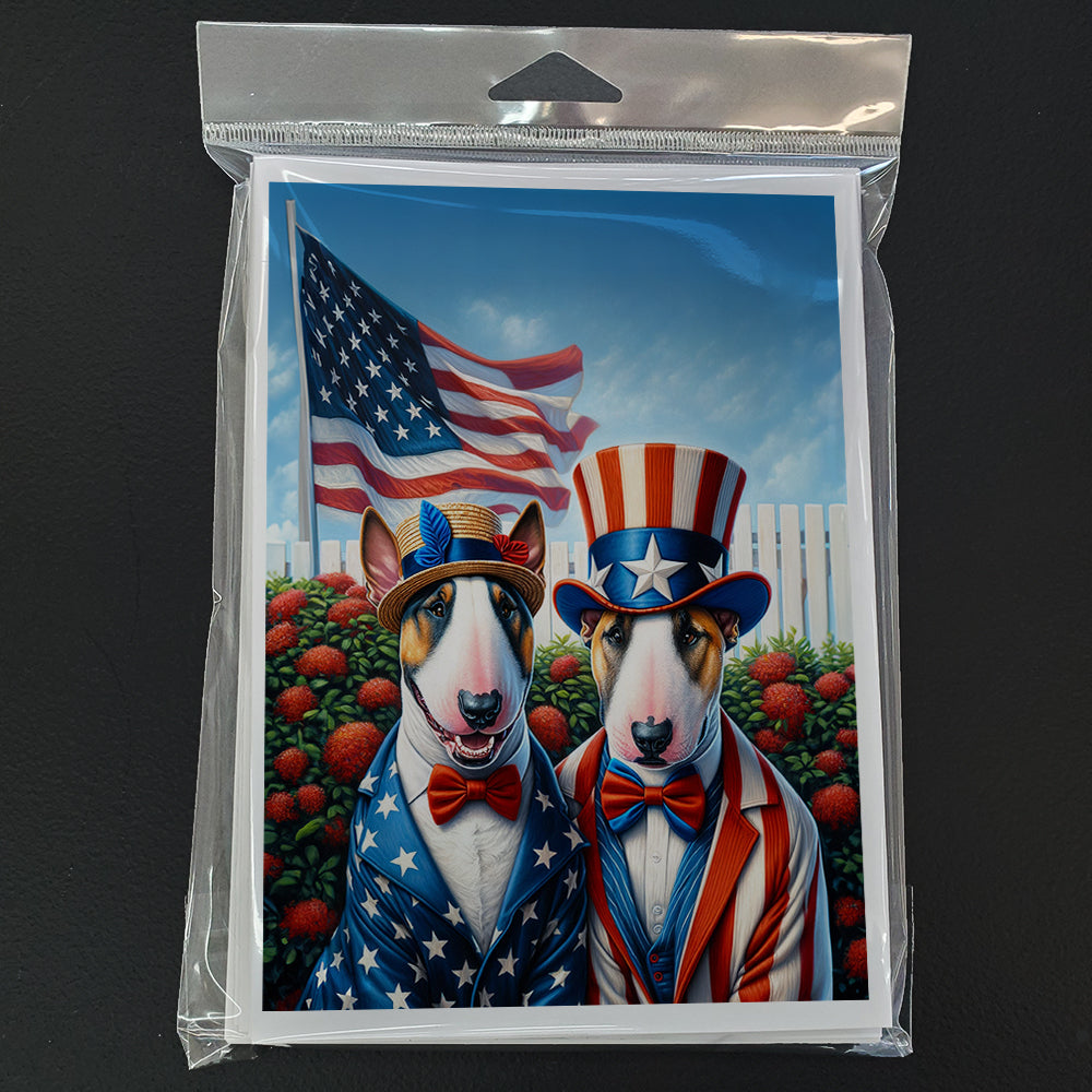 All American English Bull Terrier Greeting Cards Pack of 8