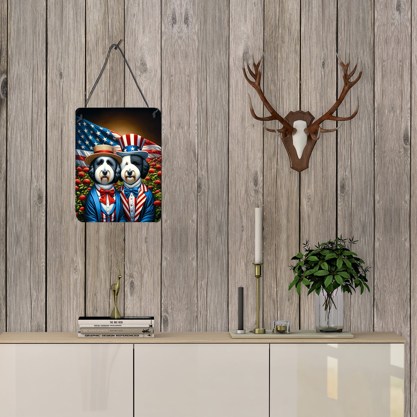 All American Old English Sheepdog Wall or Door Hanging Prints