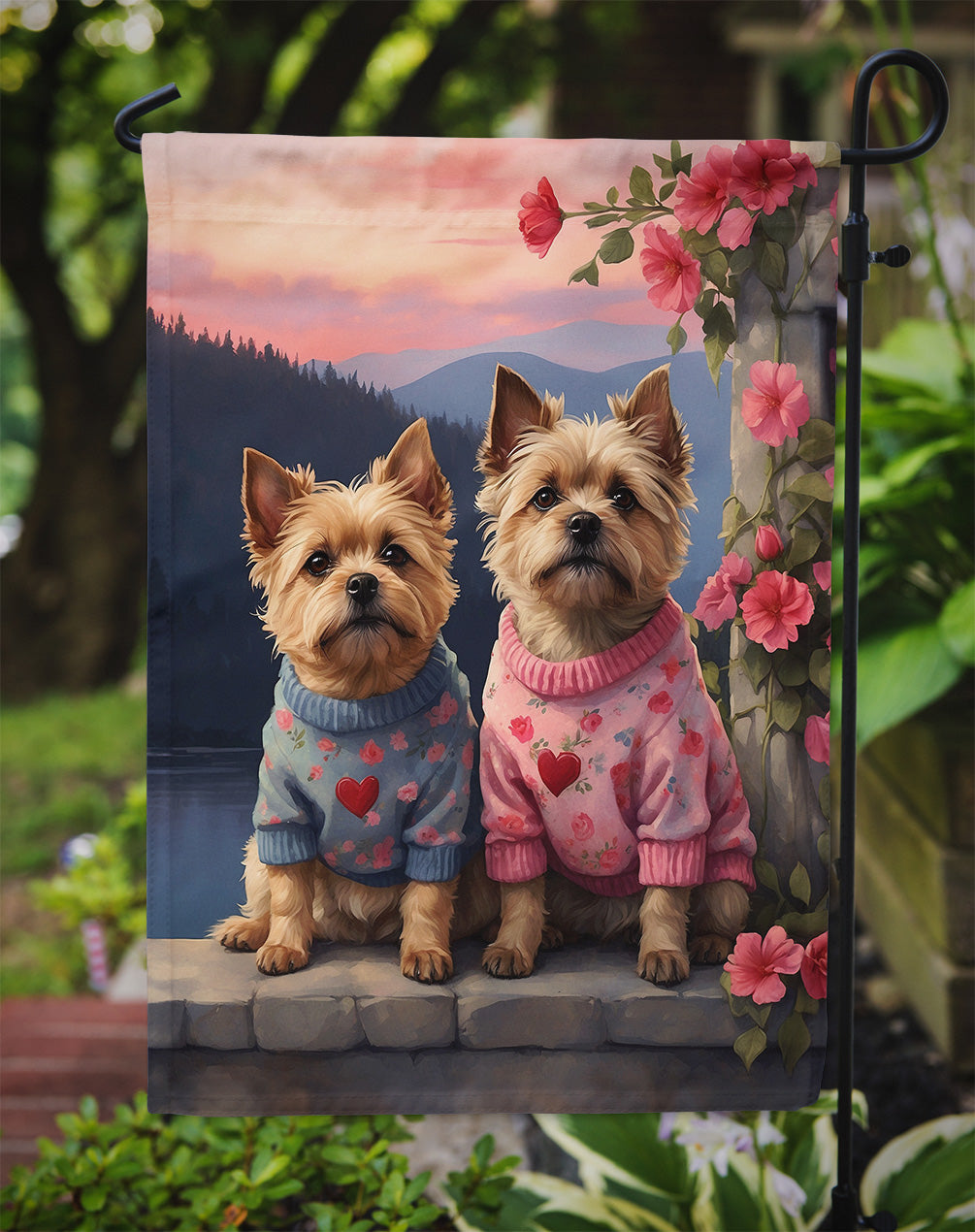 Cairn Terrier Two Hearts Garden Flag