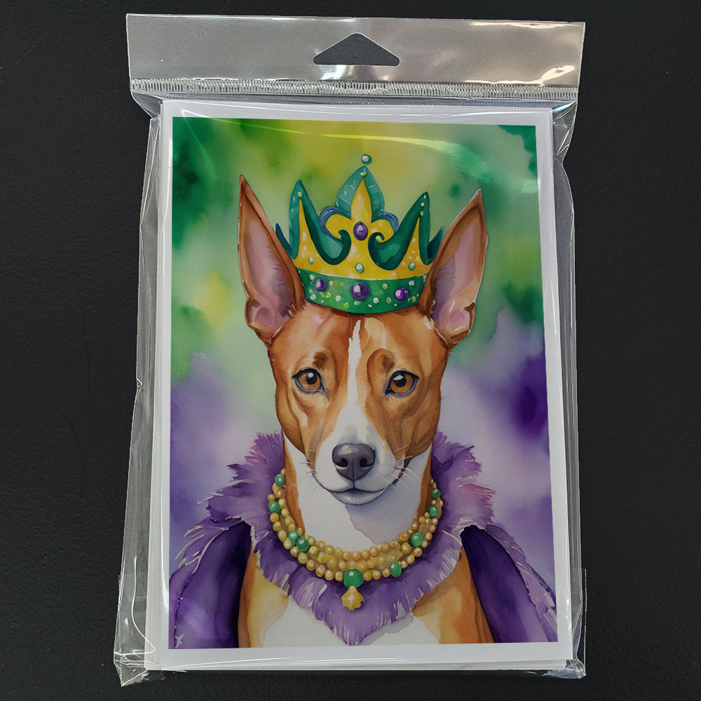 Basenji King of Mardi Gras Greeting Cards Pack of 8