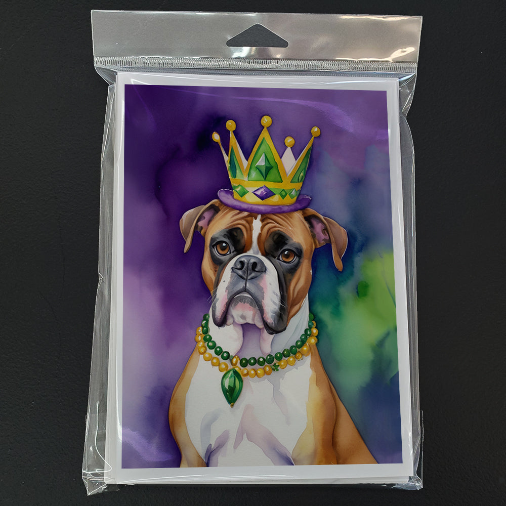Boxer King of Mardi Gras Greeting Cards Pack of 8