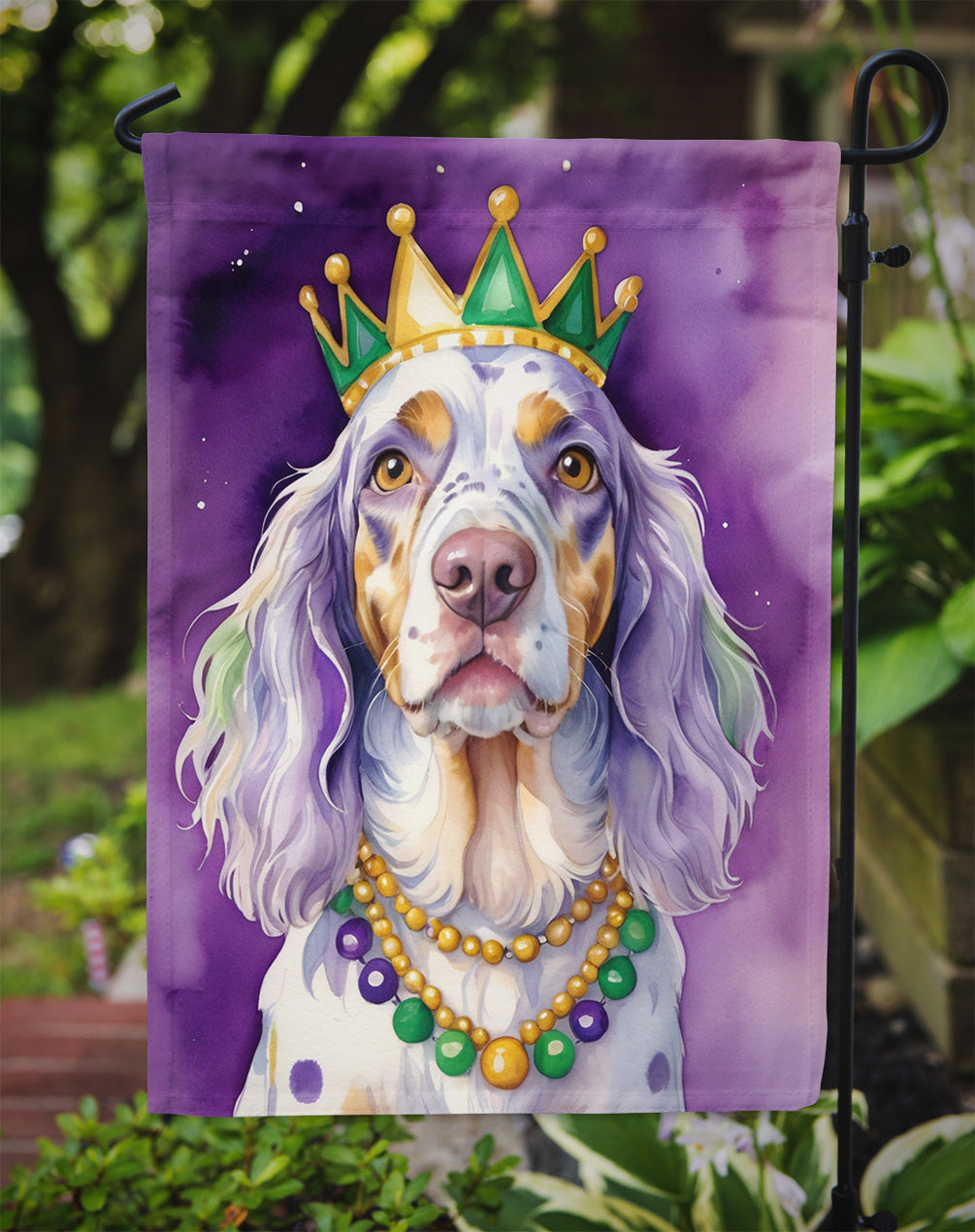 English Setter King of Mardi Gras Garden Flag