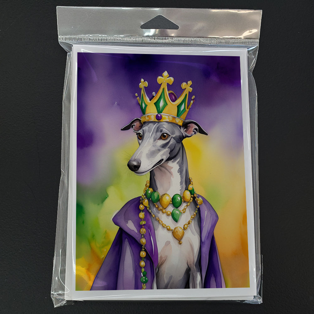 Greyhound King of Mardi Gras Greeting Cards Pack of 8