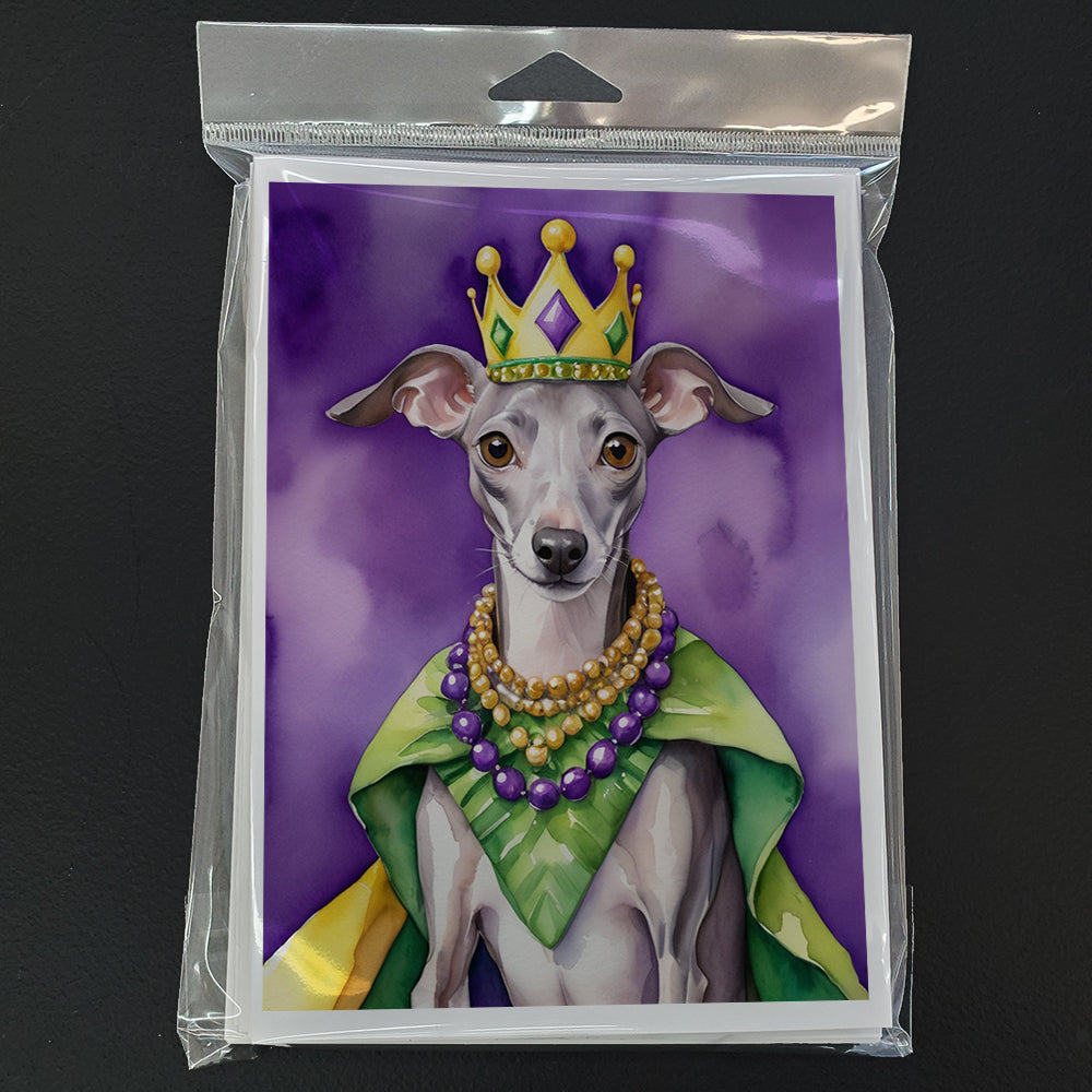 Italian Greyhound King of Mardi Gras Greeting Cards Pack of 8
