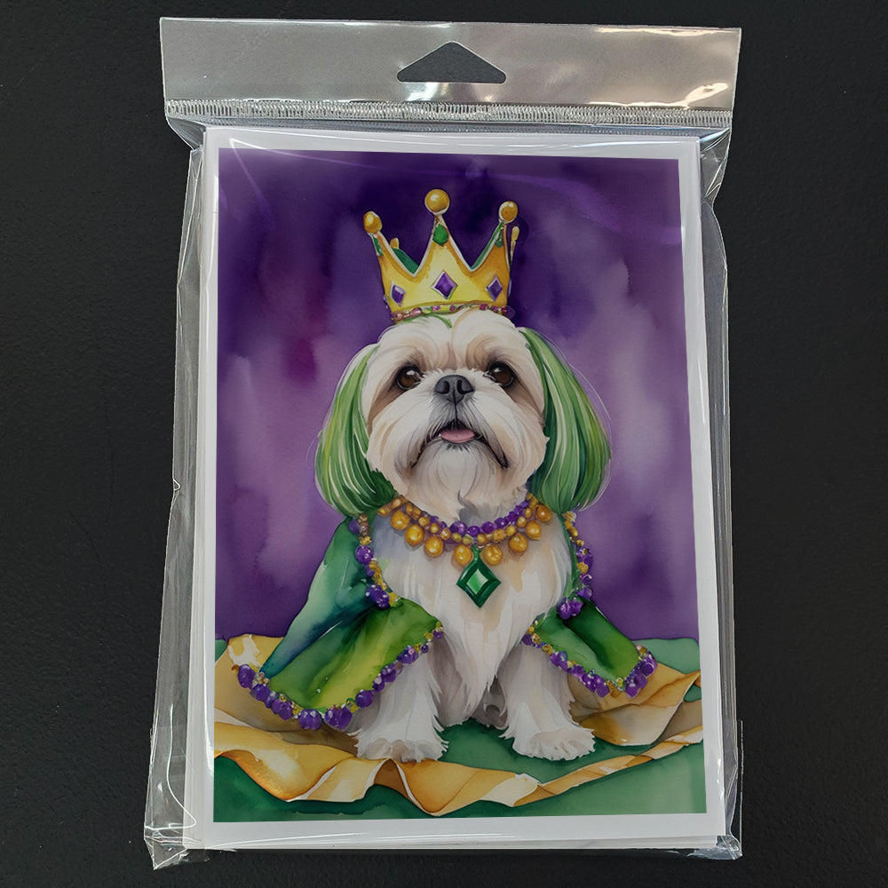 Lhasa Apso King of Mardi Gras Greeting Cards Pack of 8