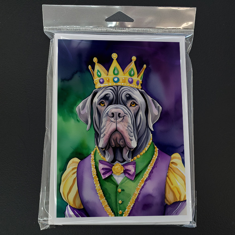 Neapolitan Mastiff King of Mardi Gras Greeting Cards Pack of 8
