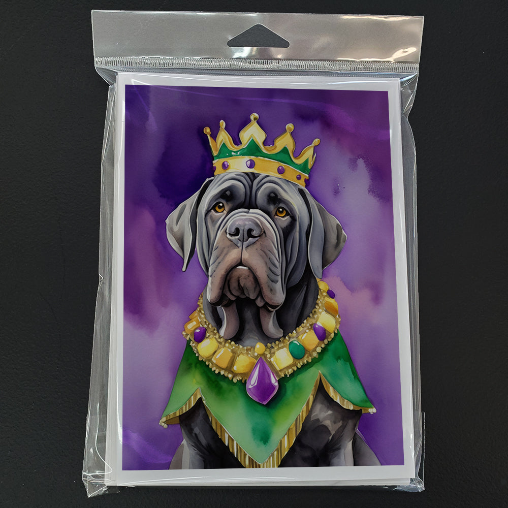Neapolitan Mastiff King of Mardi Gras Greeting Cards Pack of 8