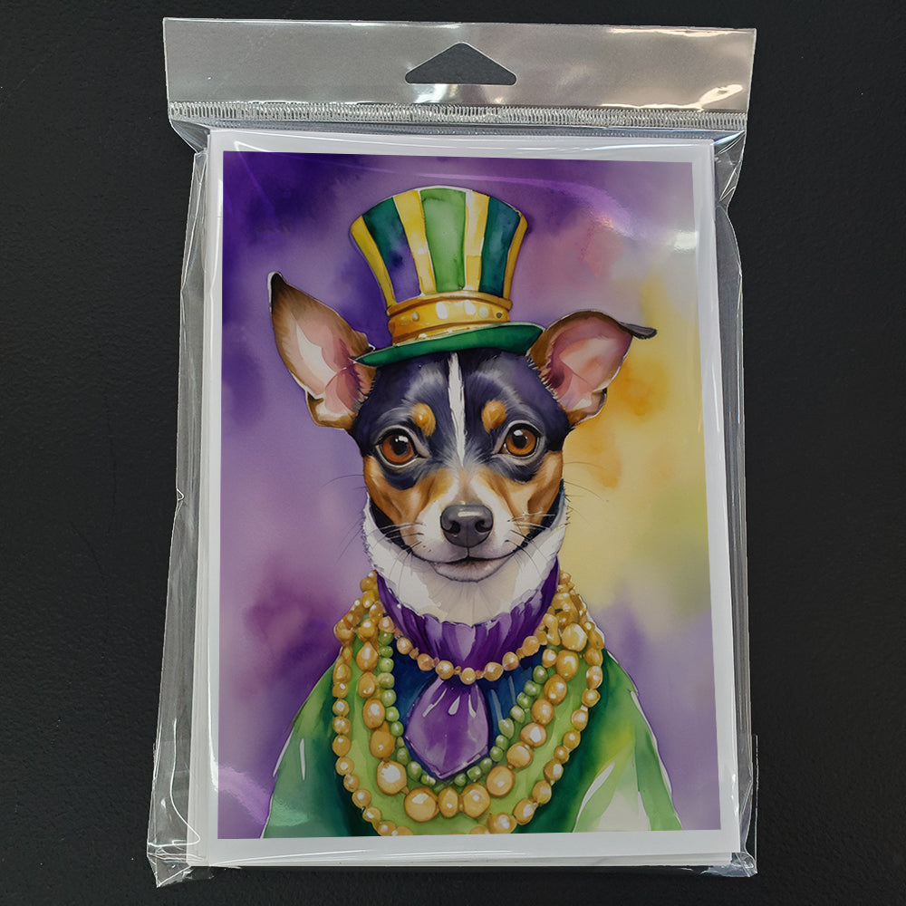 Rat Terrier King of Mardi Gras Greeting Cards Pack of 8