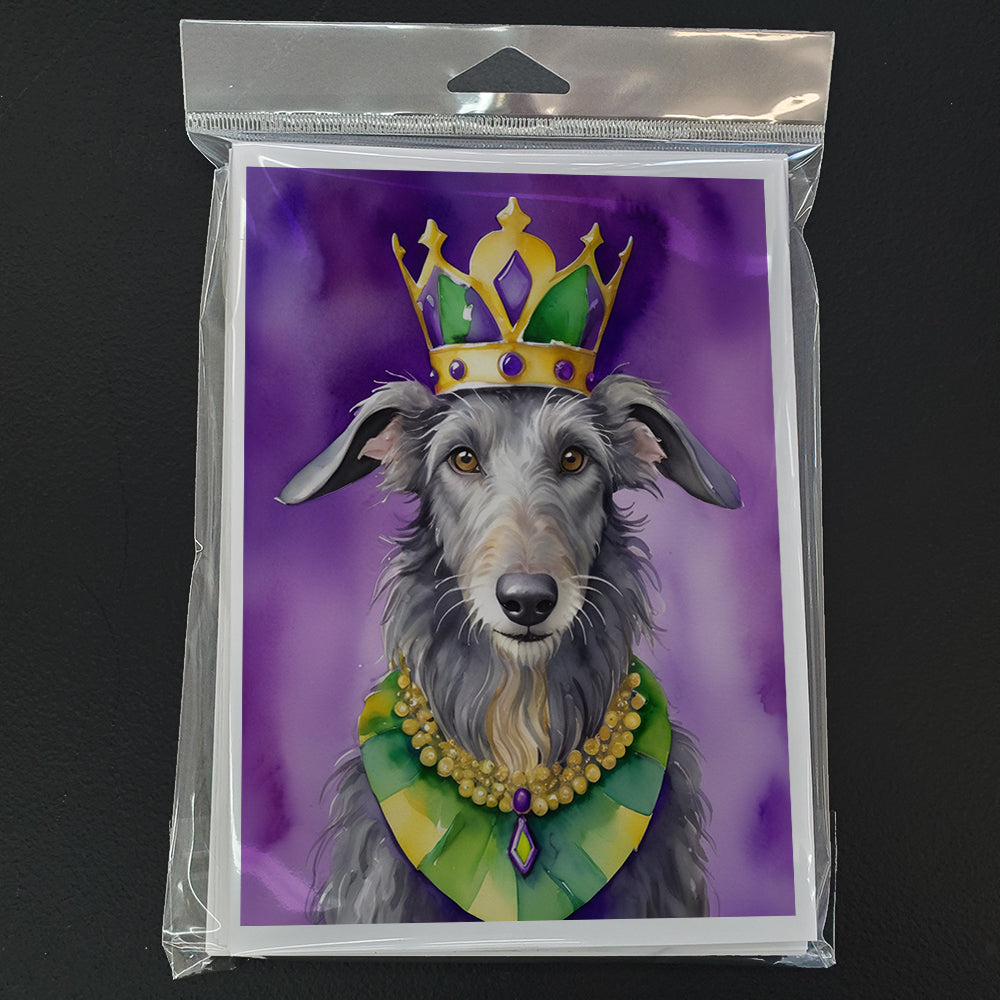 Scottish Deerhound King of Mardi Gras Greeting Cards Pack of 8