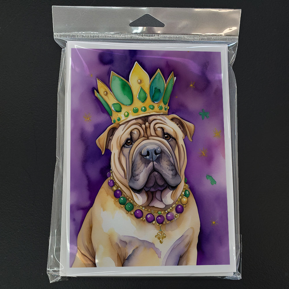 Shar Pei King of Mardi Gras Greeting Cards Pack of 8