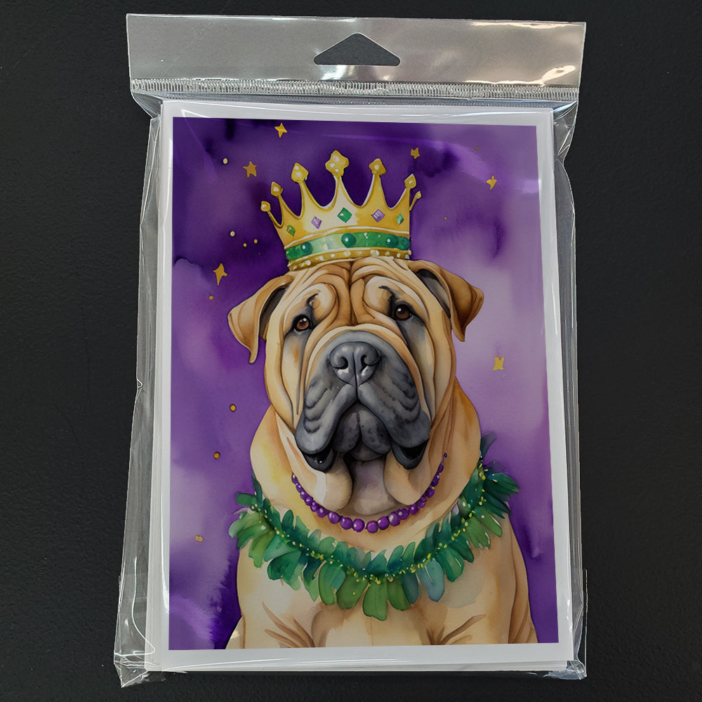Shar Pei King of Mardi Gras Greeting Cards Pack of 8