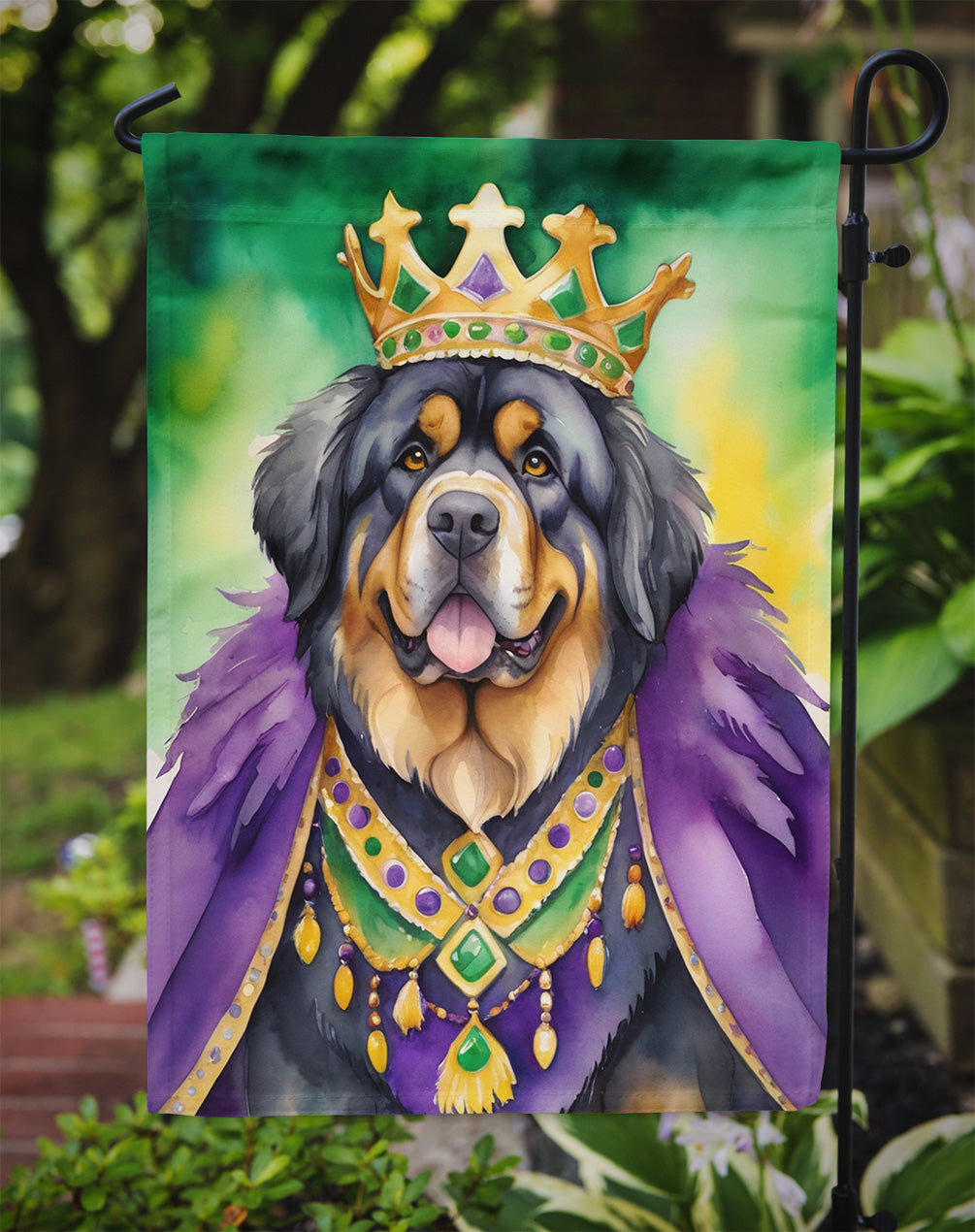 Tibetan Mastiff King of Mardi Gras Garden Flag
