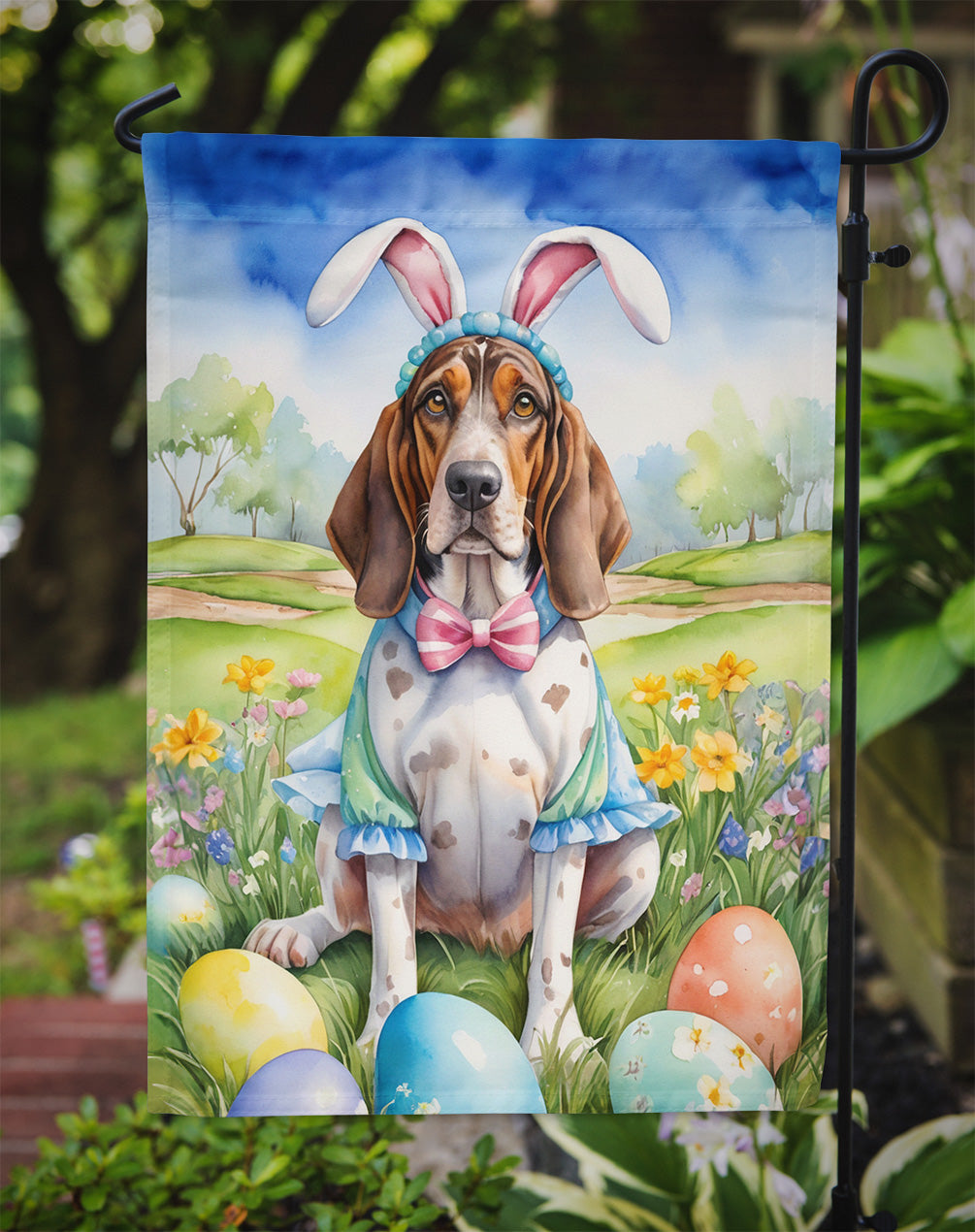 American English Coonhound Easter Egg Hunt Garden Flag