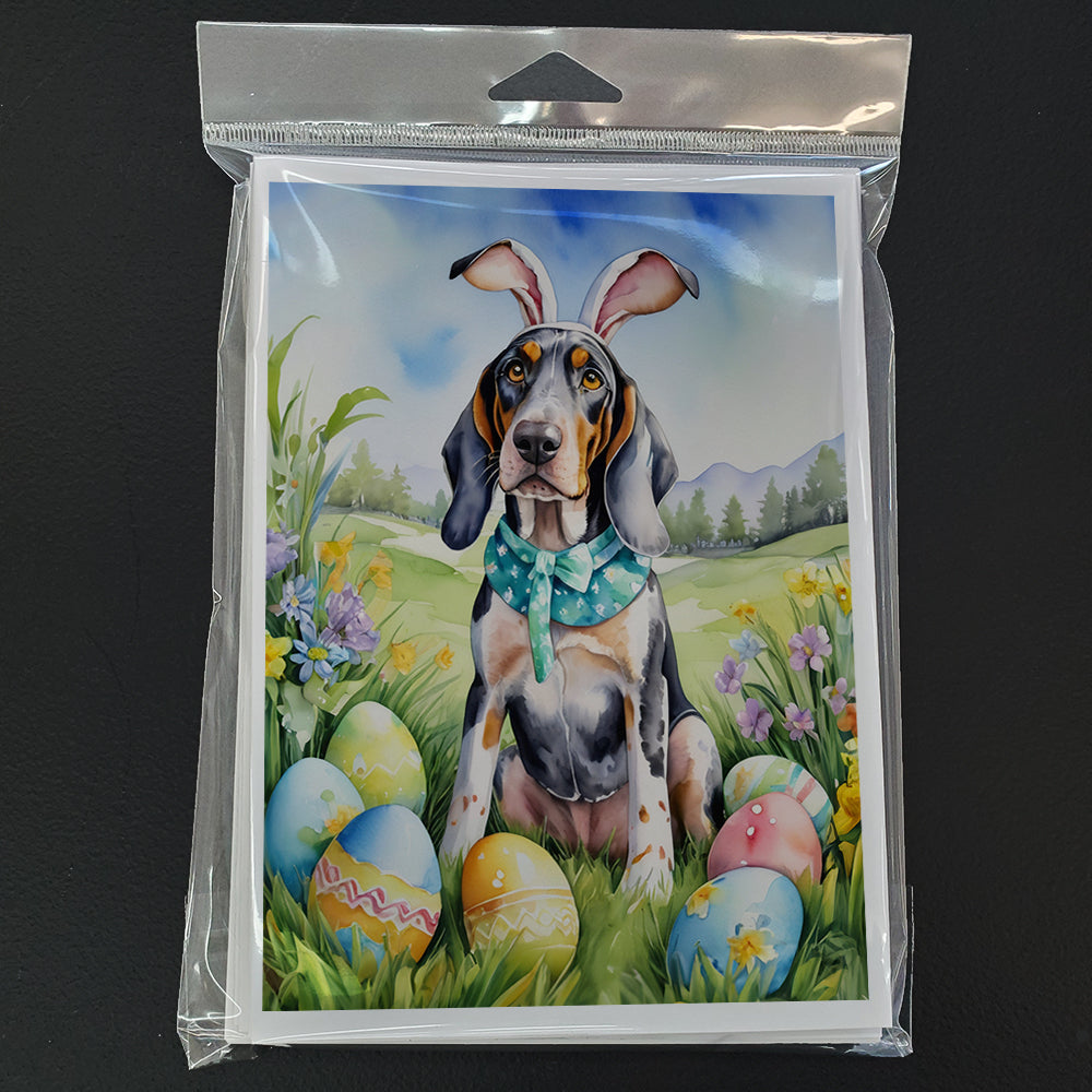 Bluetick Coonhound Easter Egg Hunt Greeting Cards Pack of 8
