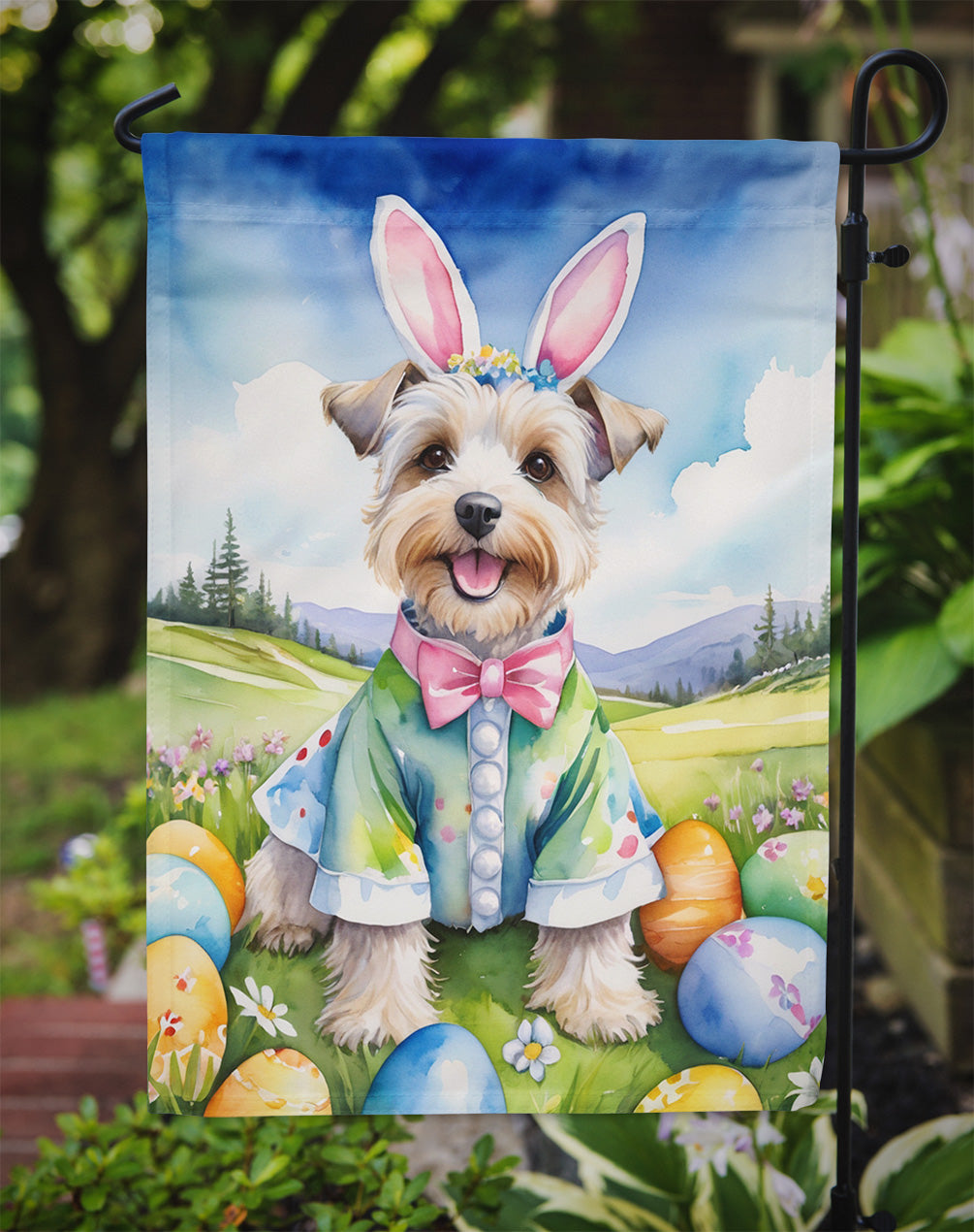 Dandie Dinmont Terrier Easter Egg Hunt Garden Flag